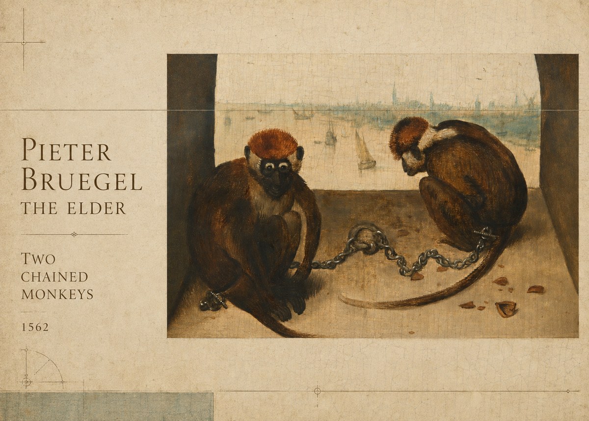 Pieter Bruegel Two Chained Monkeys II No5 - Poszter