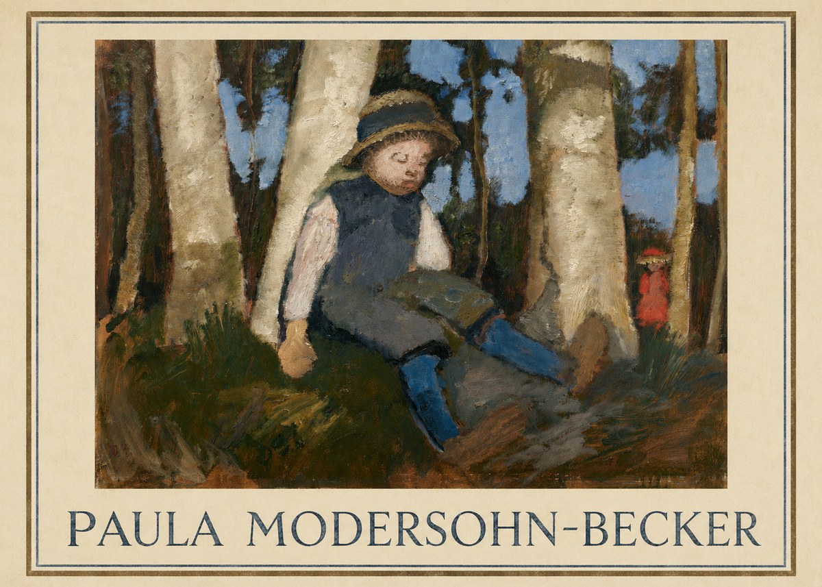 Paula Modersohn-Becker Sleeping Child in a Birch Grove No1 - Poszter