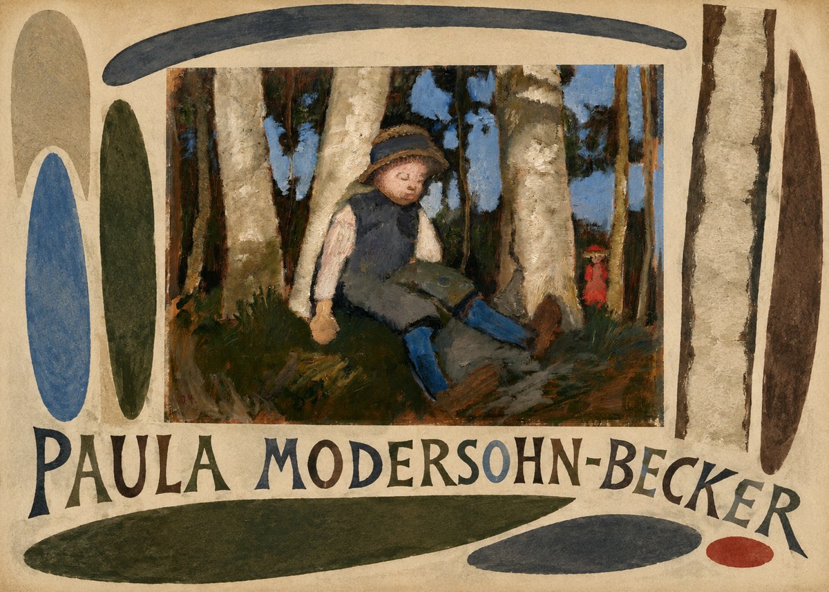 Paula Modersohn-Becker Sleeping Child in a Birch Grove No6 - Poszter