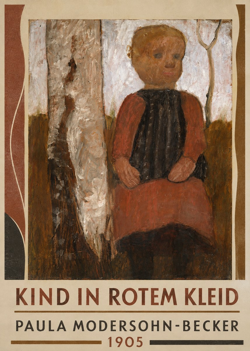 Paula Modersohn-Becker Kind in Rotem Kleid No1 - Poszter