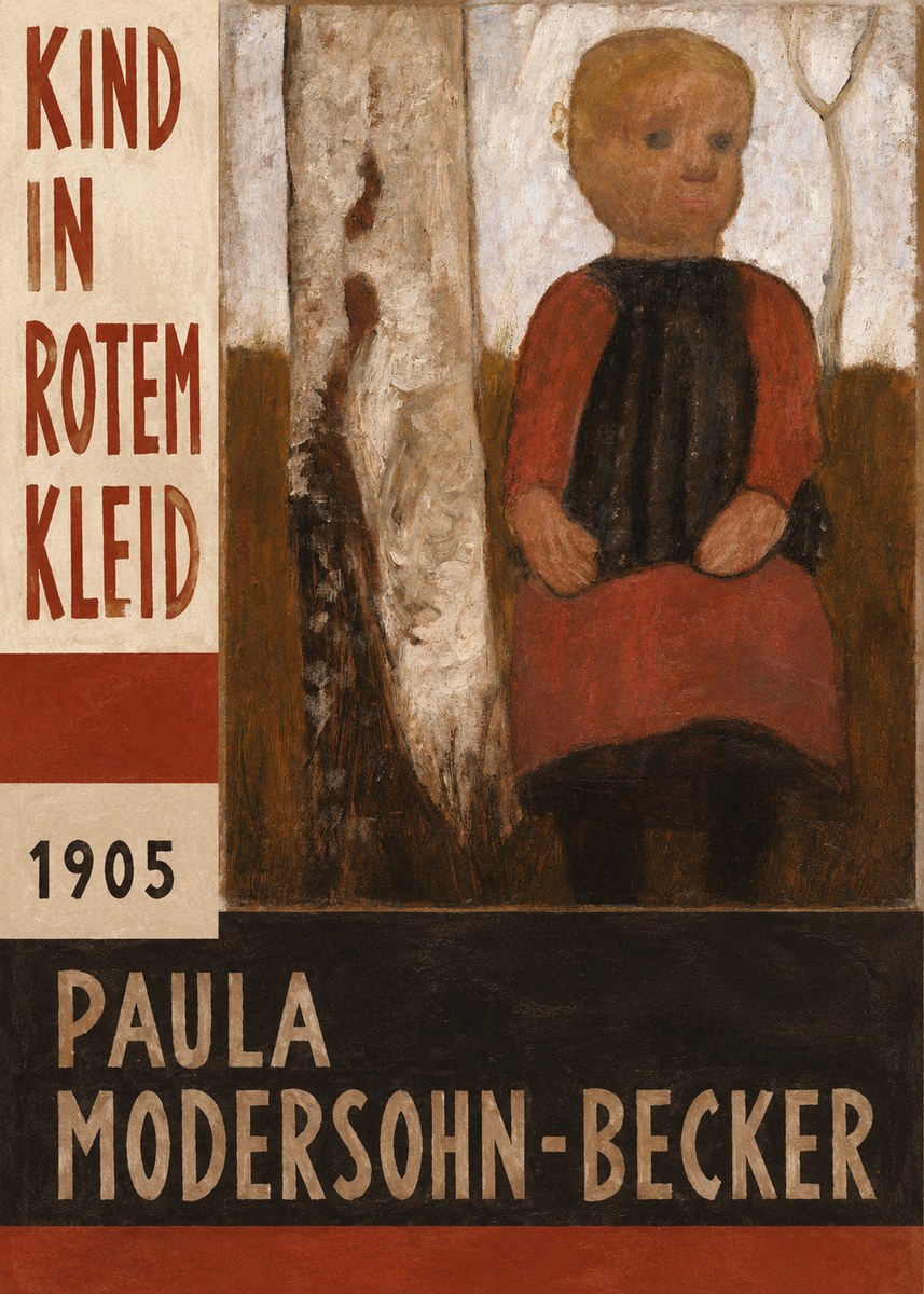 Paula Modersohn-Becker Kind in Rotem Kleid No6 - Poszter