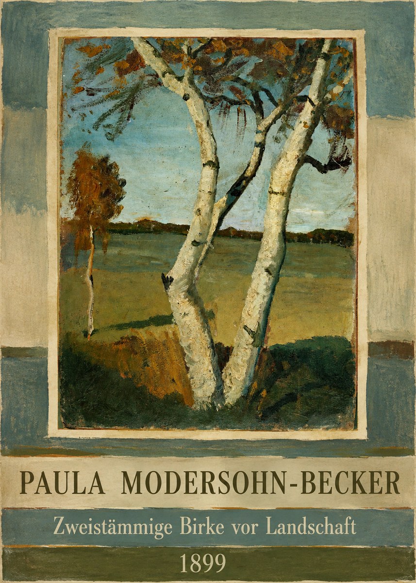 Paula Modersohn-Becker Zweistämmige Birke Vor Landschaft No2 - Poszter