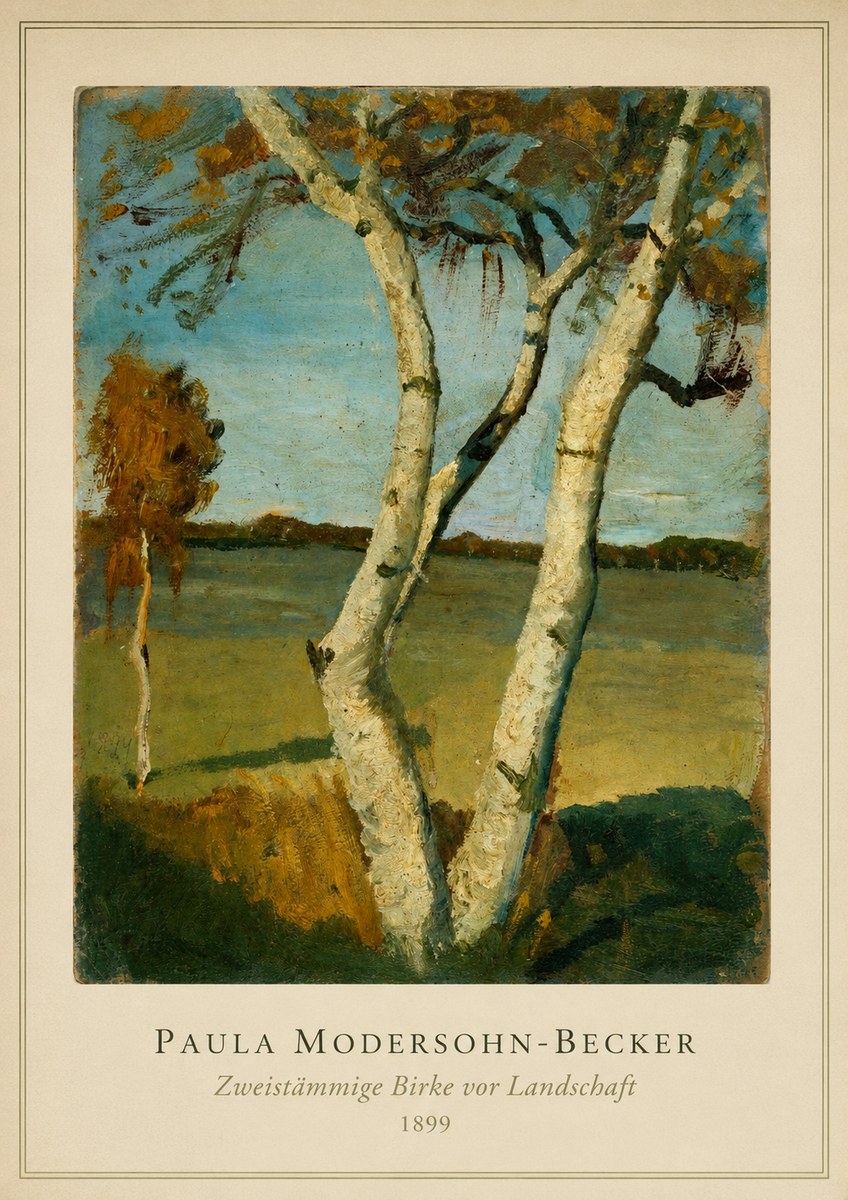 Paula Modersohn-Becker Zweistämmige Birke Vor Landschaft No3 - Poszter