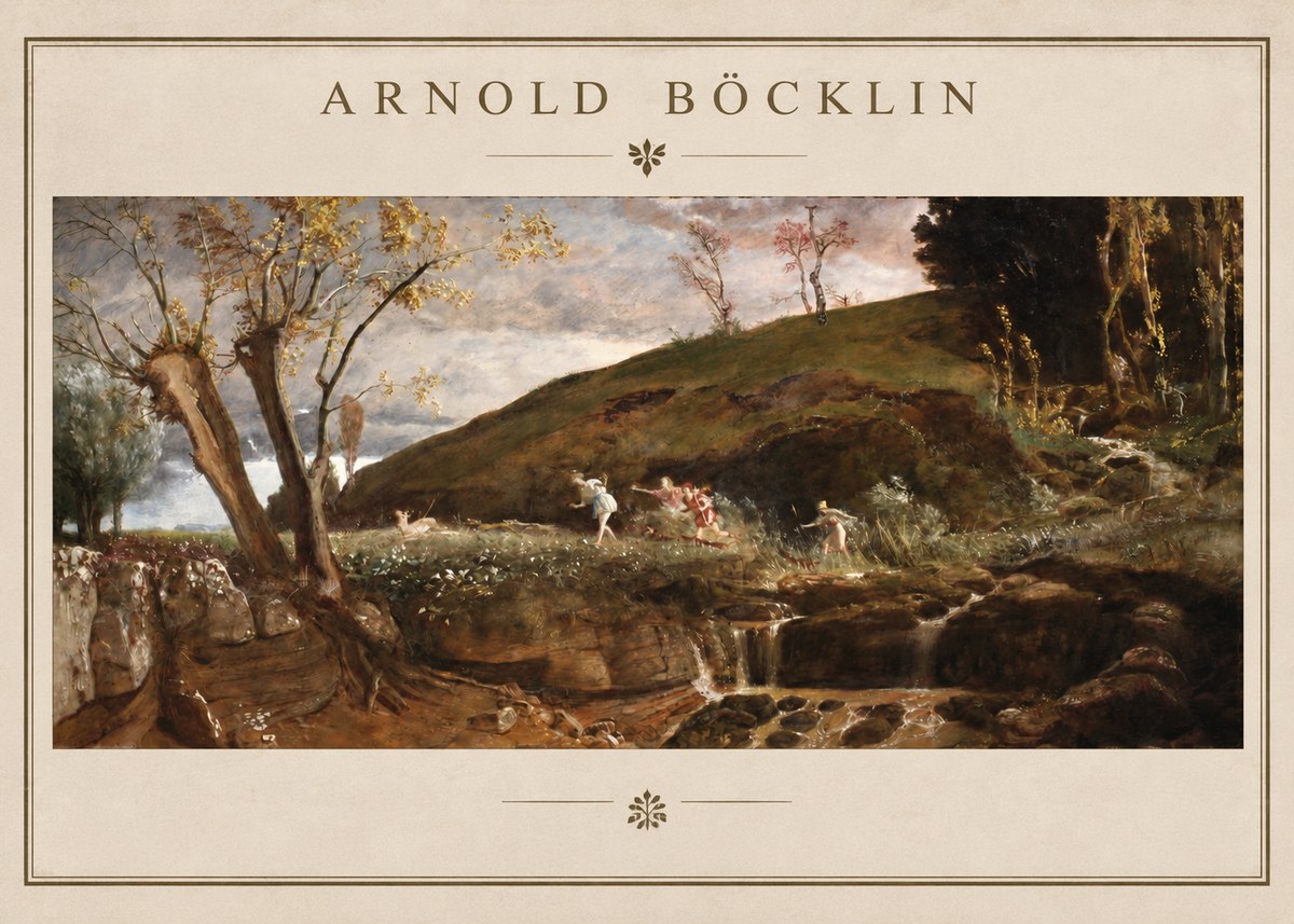 Arnold Böcklin Nymphs and Satyr No2 - Poszter
