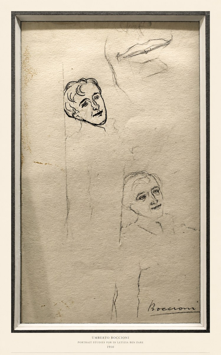 Umberto Boccioni Portrait Studies for in Letizia Ben Fare No6 - Poszter