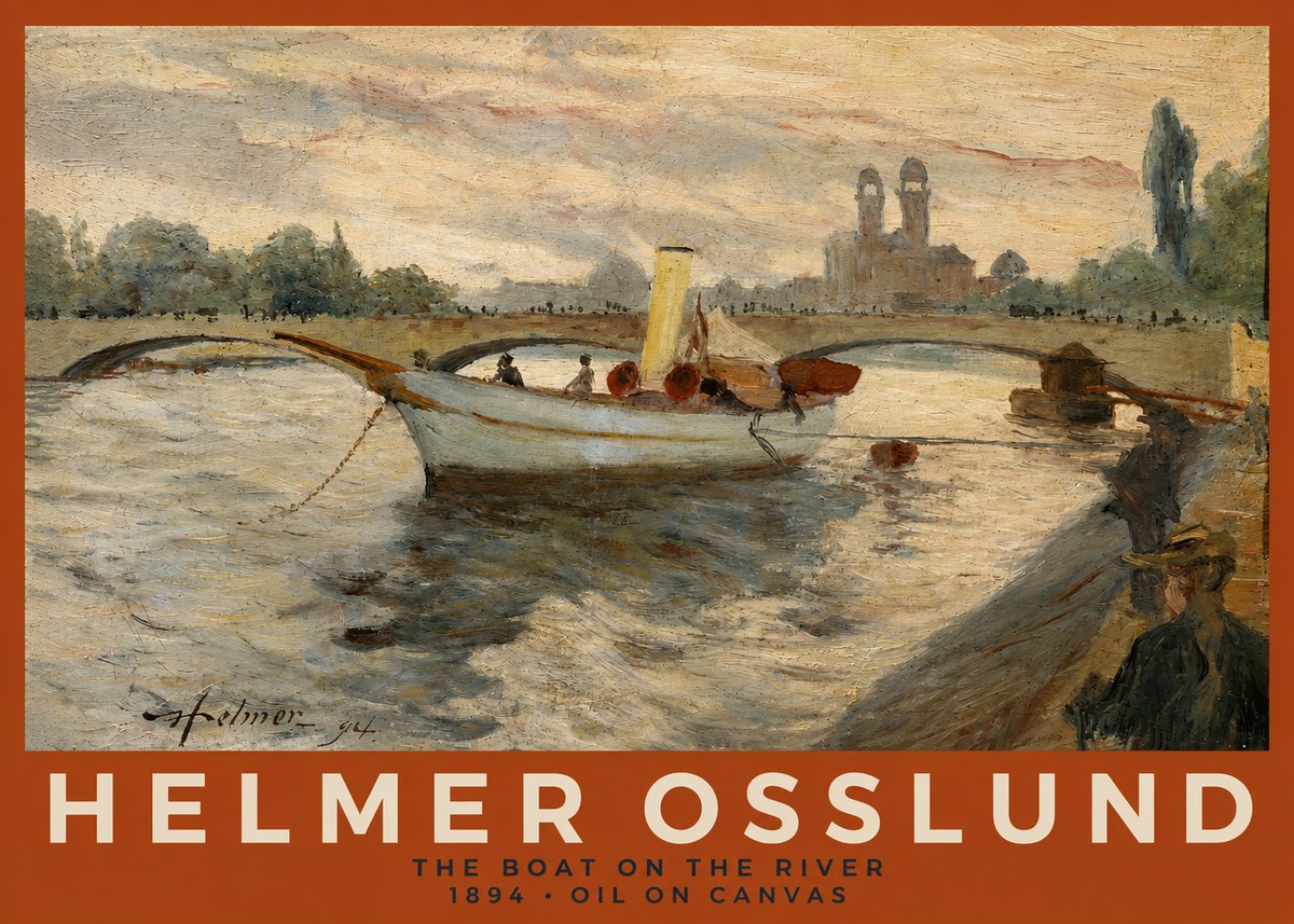 Helmer Osslund The Boat on the River No2 - Poszter