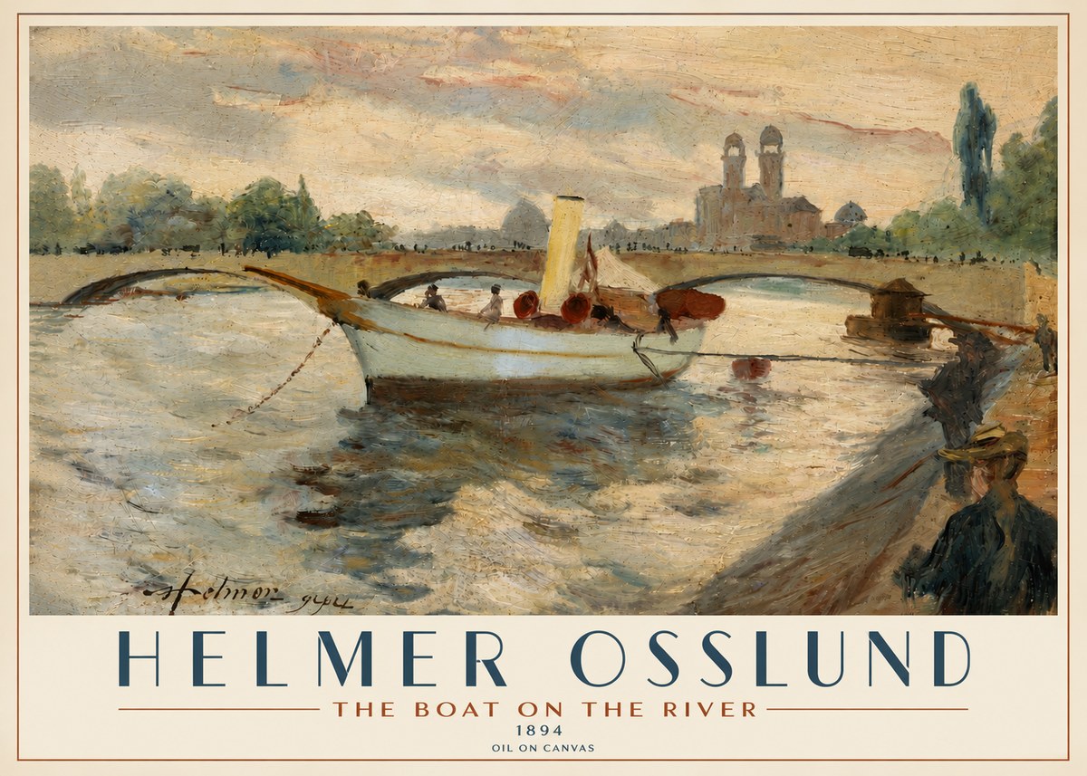 Helmer Osslund The Boat on the River No4 - Poszter