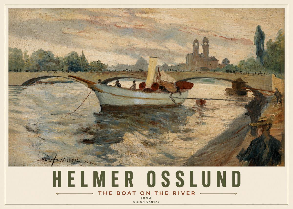Helmer Osslund The Boat on the River No6 - Poszter