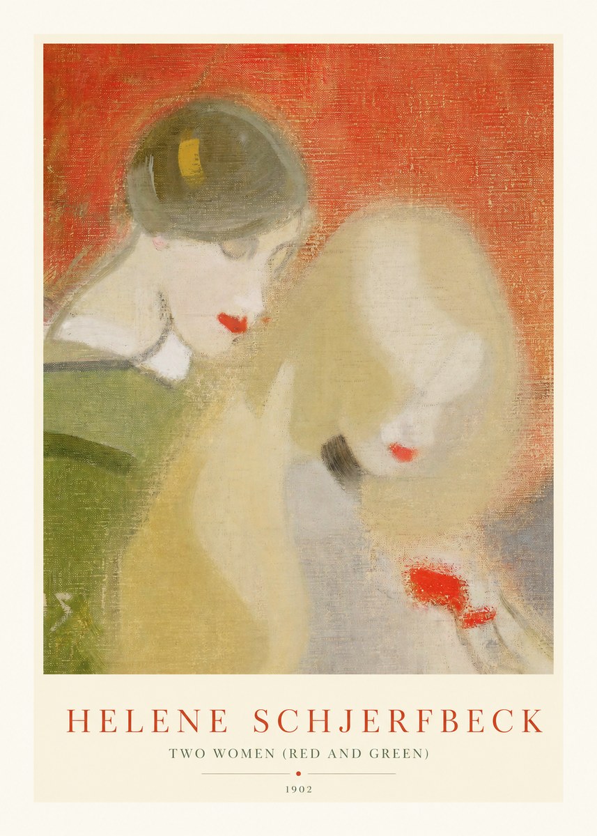 Helene Schjerfbeck Two Women (Red and Green) No1 - Poszter