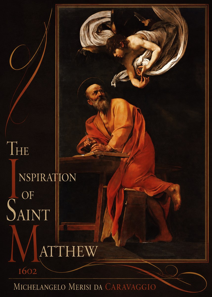 Michelangelo Merisi da Caravaggio The Inspiration of Saint Matthew II No2 - Poszter