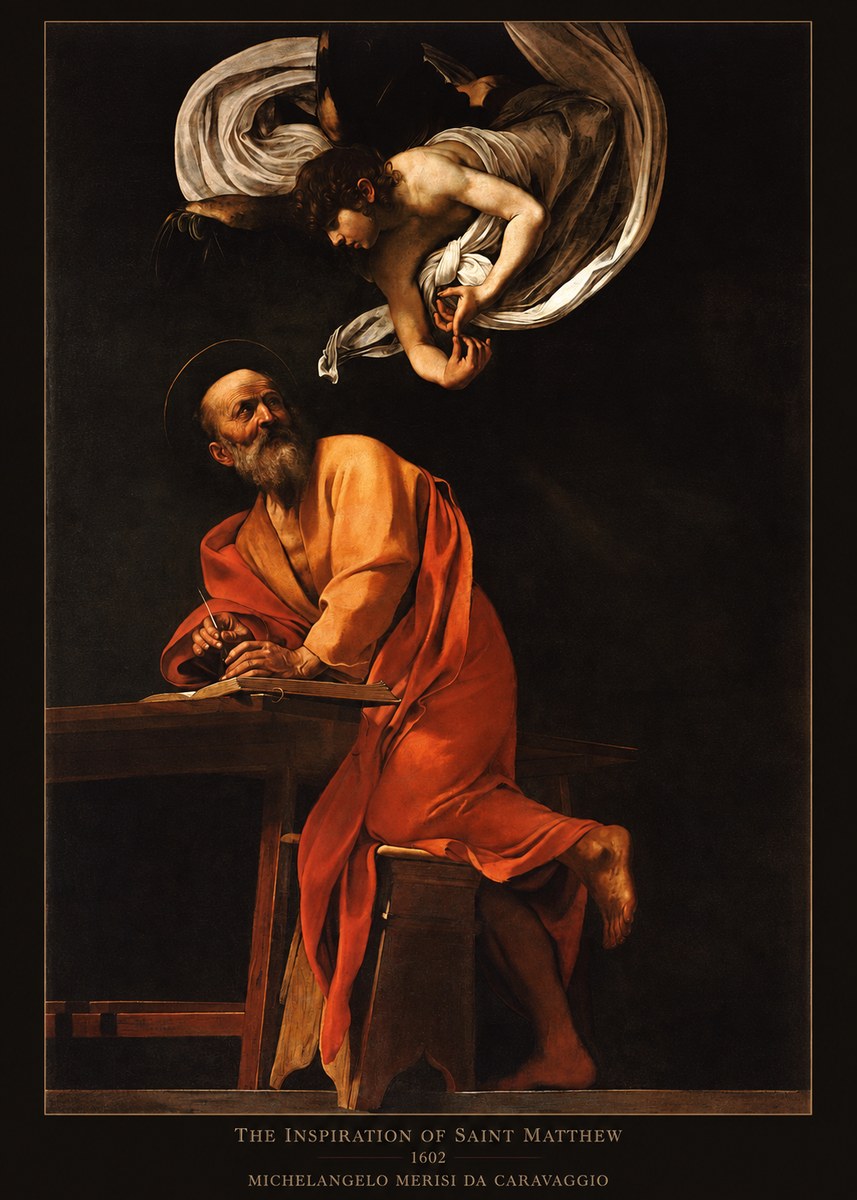 Michelangelo Merisi da Caravaggio The Inspiration of Saint Matthew II No6 - Poszter