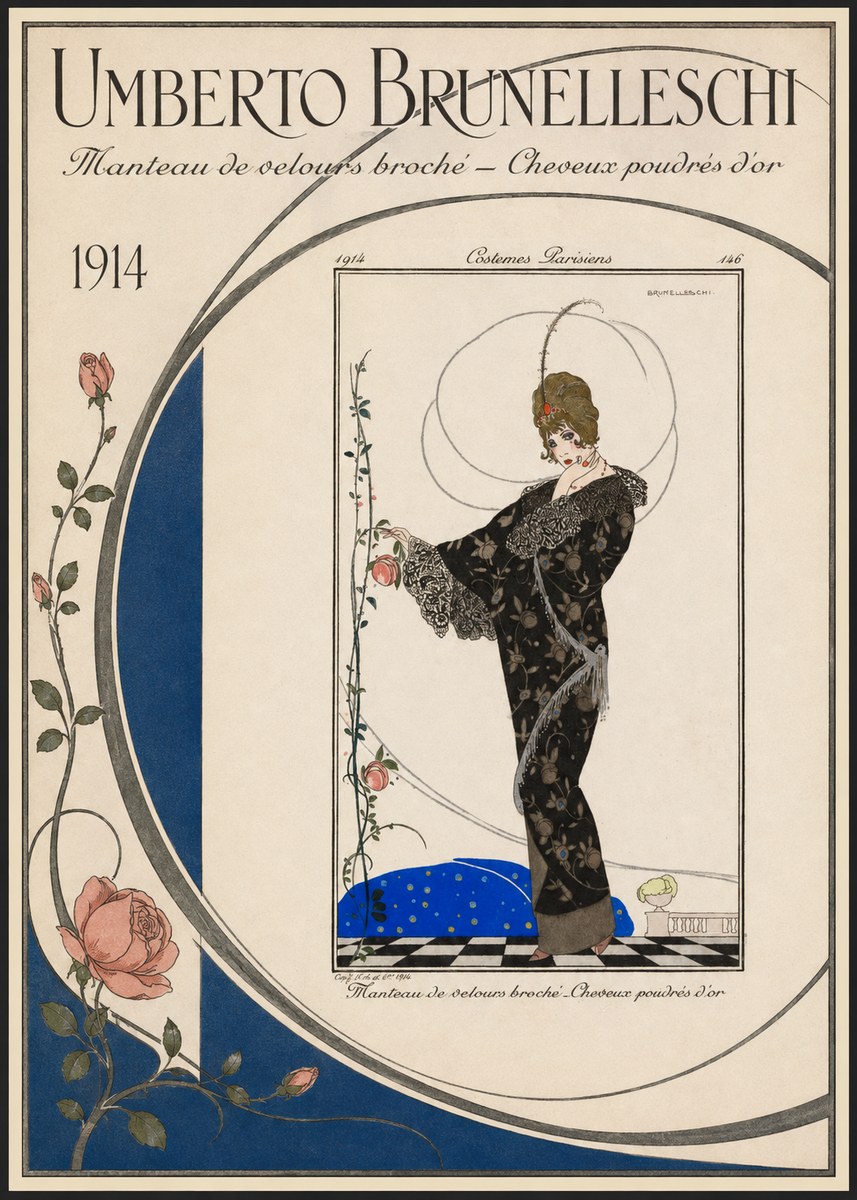 Umberto Brunelleschi Manteau De Velours Broché – Cheveux Poudrés D'or No3 - Poszter