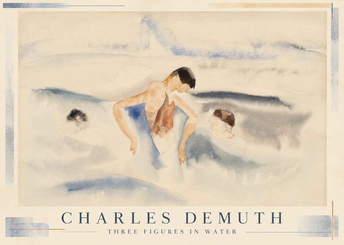 Charles Demuth Three Figures in Water No1 - Poszter