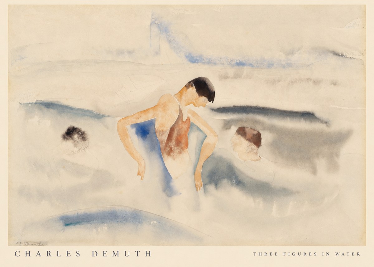 Charles Demuth Three Figures in Water No6 - Poszter
