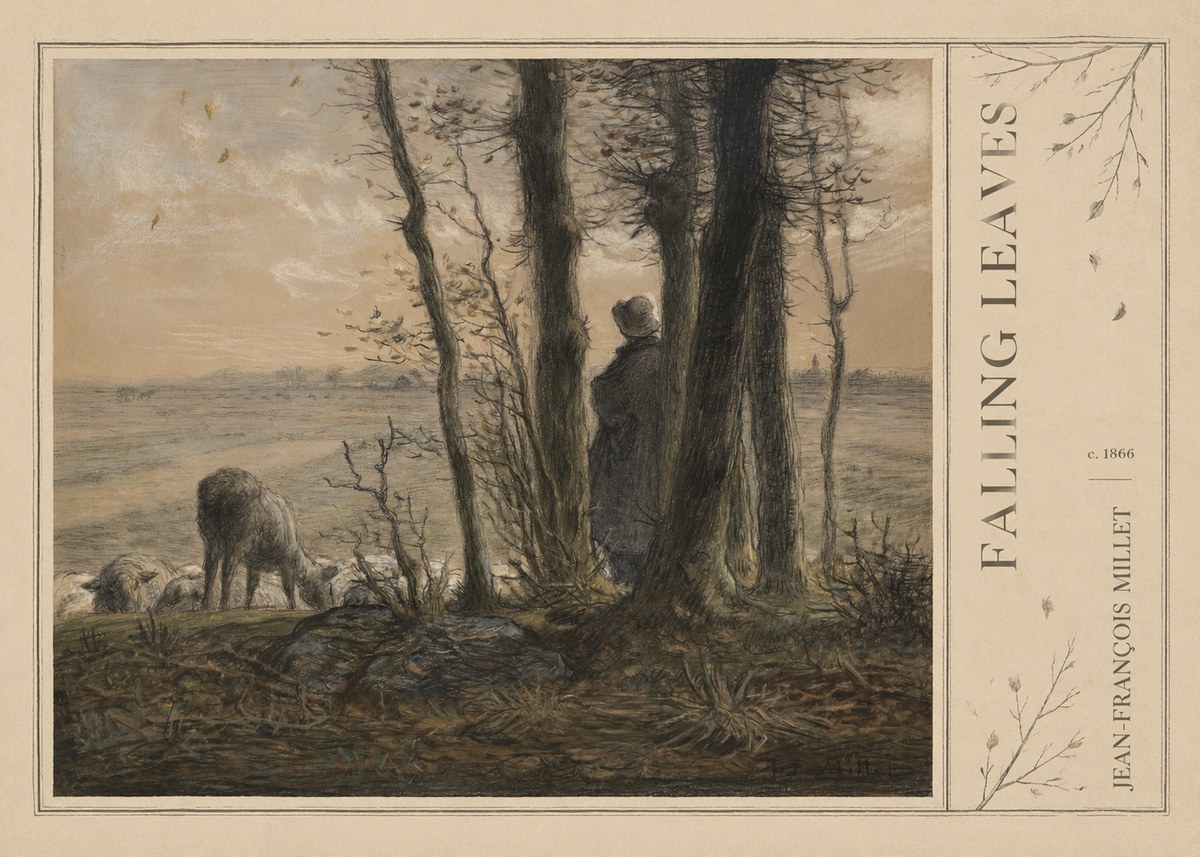 Jean-François Millet Falling Leaves No2 - Poszter
