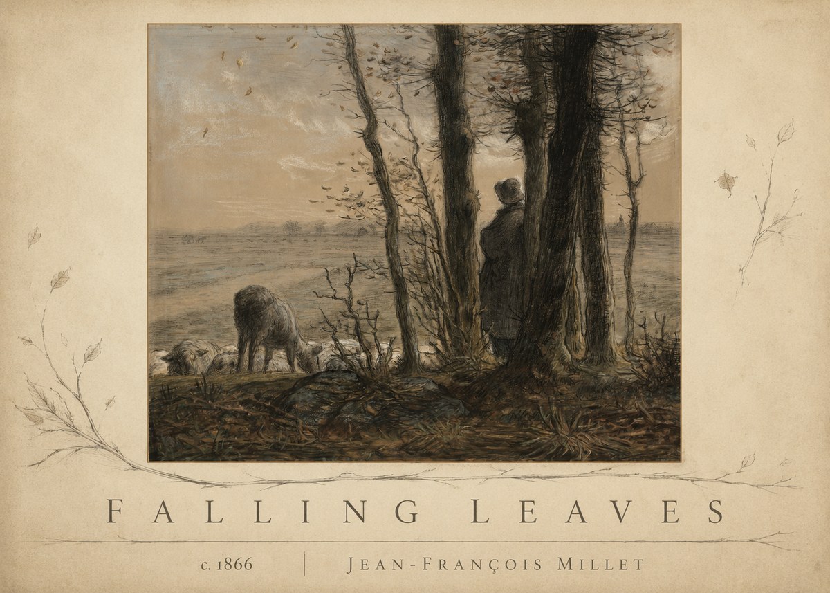 Jean-François Millet Falling Leaves No3 - Poszter