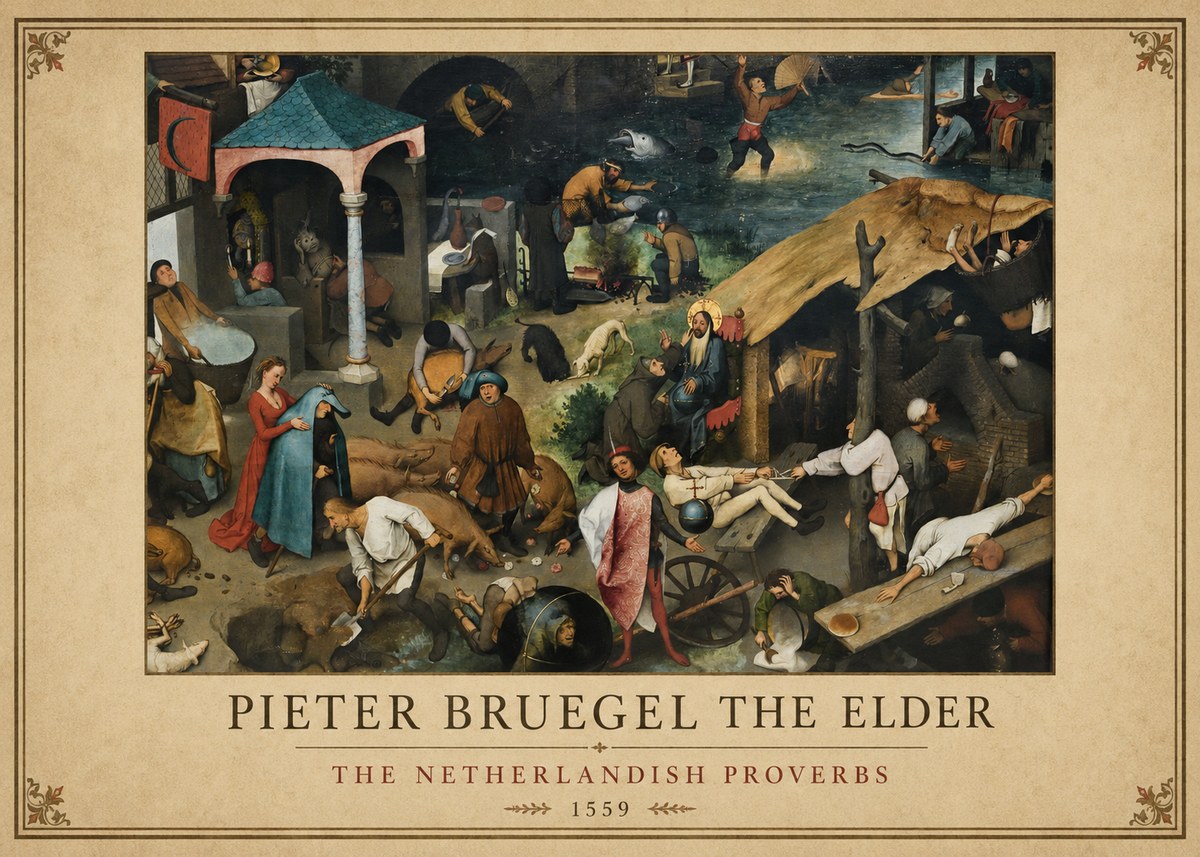 Pieter Bruegel The Netherlandish Proverbs III No1 - Poszter