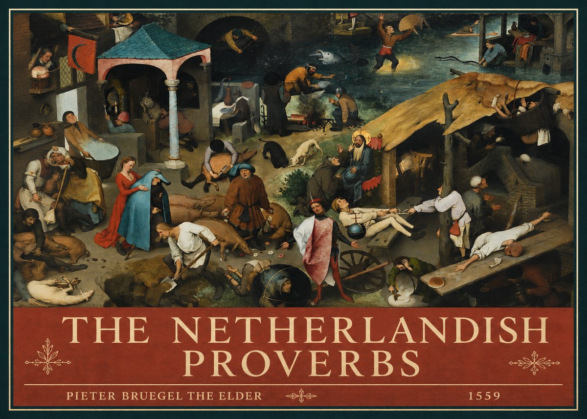 Pieter Bruegel The Netherlandish Proverbs III No4 - Poszter