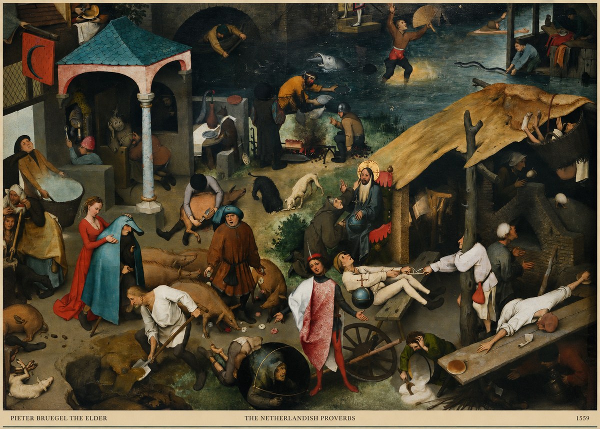 Pieter Bruegel The Netherlandish Proverbs III No6 - Poszter